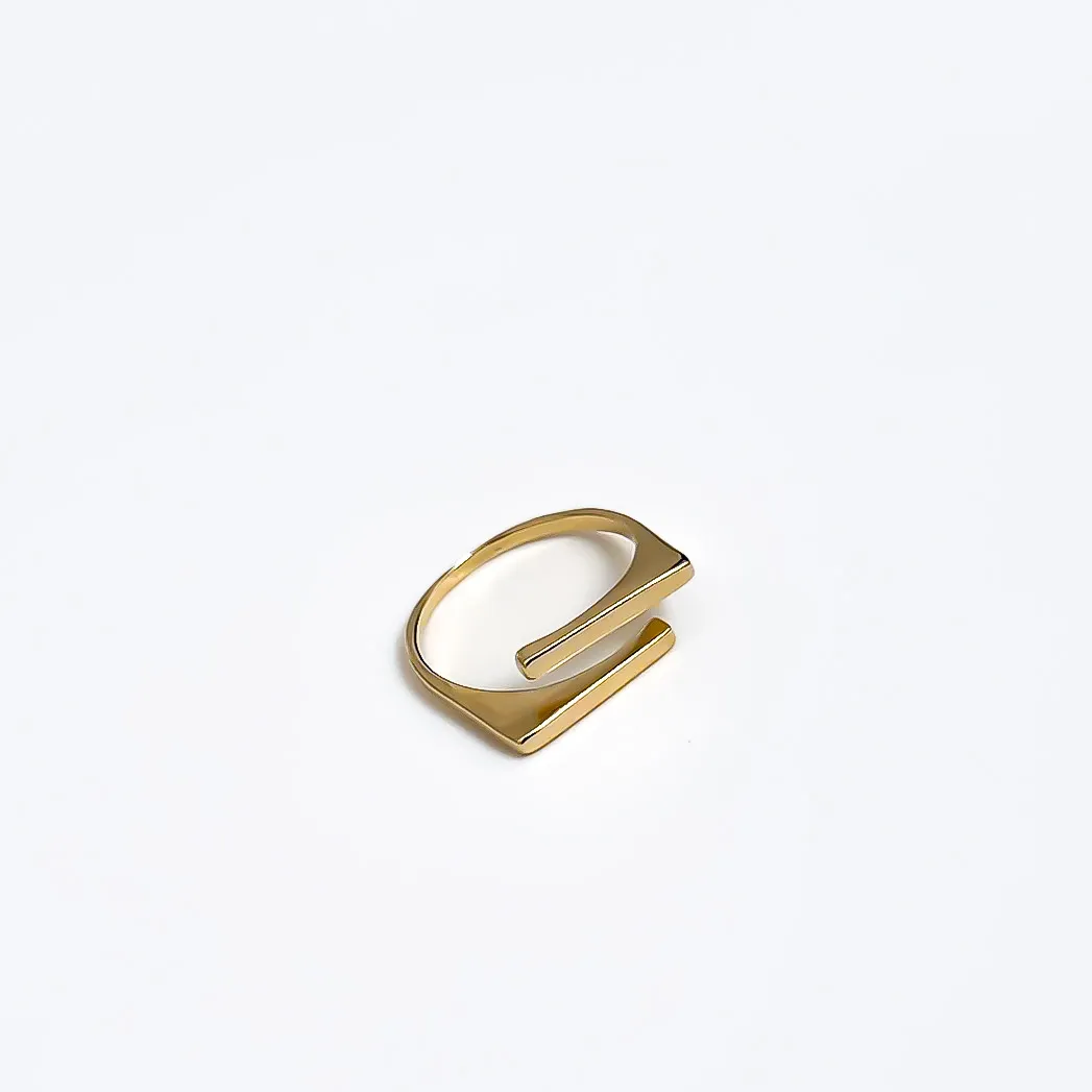 Anel Horizonte Design moderno e minimalista banhado a Ouro 18K Ajustável