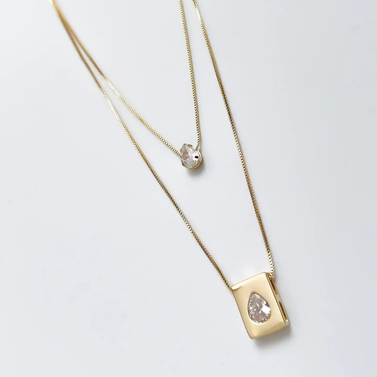 Colar Duplo Gotas banhado a ouro 18K