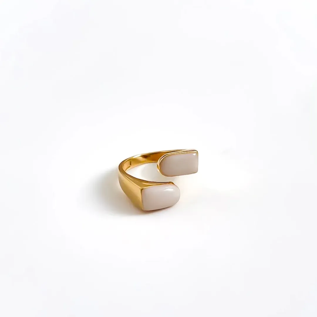 Anel Dual Luar Dourado banhado a ouro 18k Ajustável