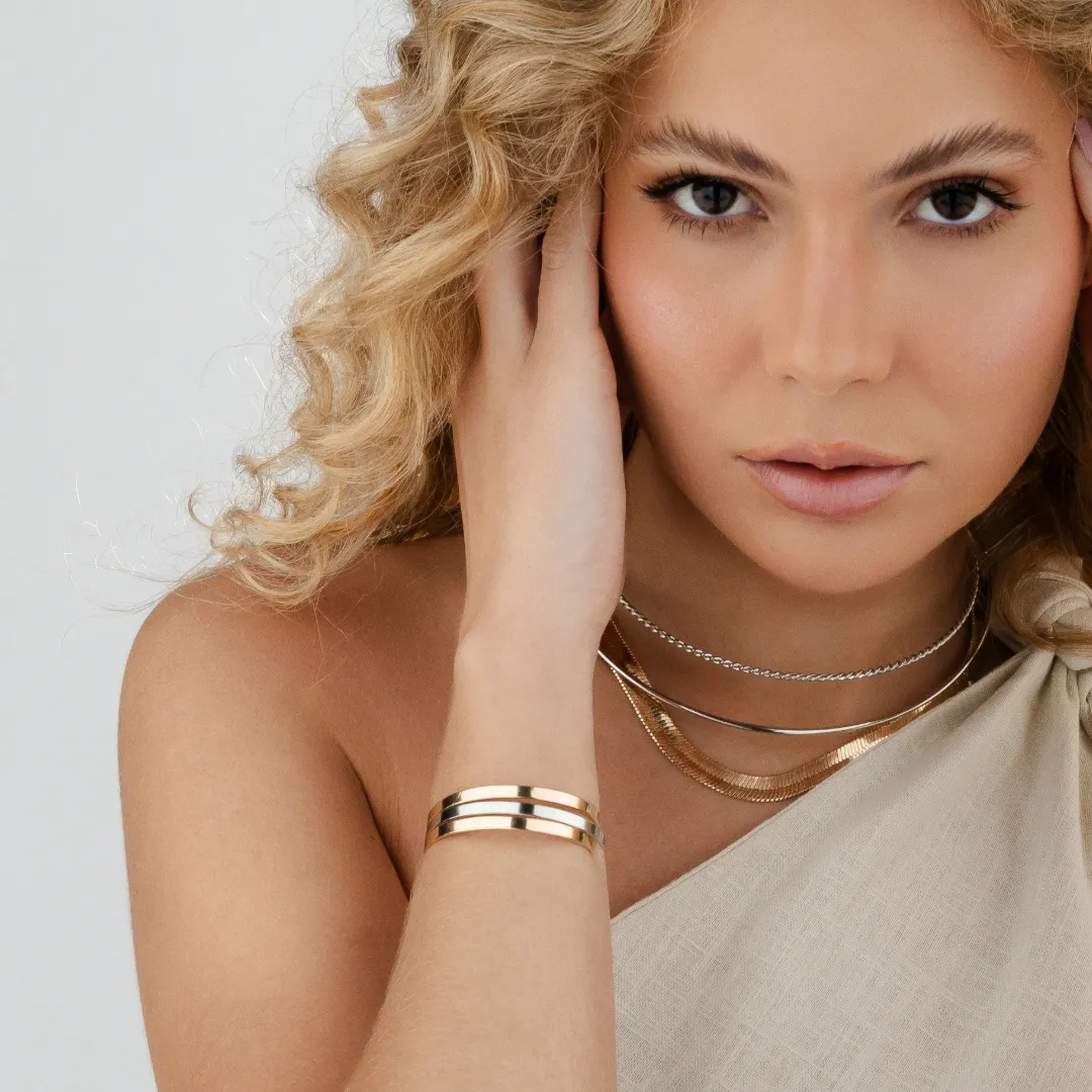 BRACELETE LISO FINO BANHADO A OURO 18K