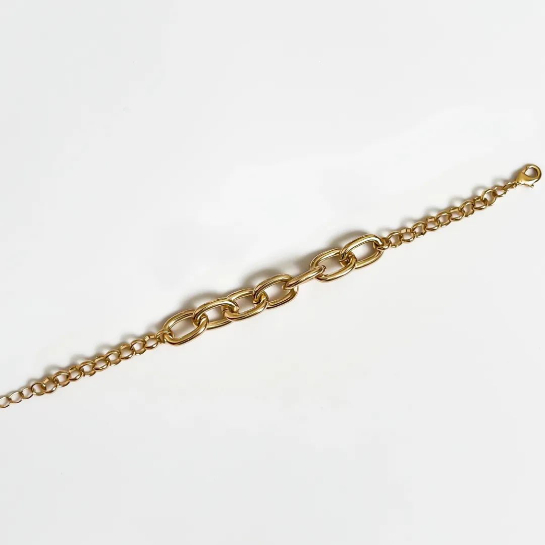 PULSEIRA ELOS REDONDO BANHADO A OURO 18K