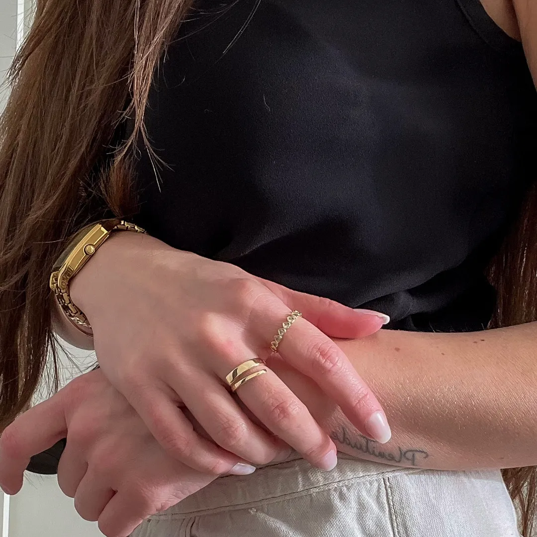 ANEL MINIMALISTA BANHADO A OURO 18K AJUSTÁVEL