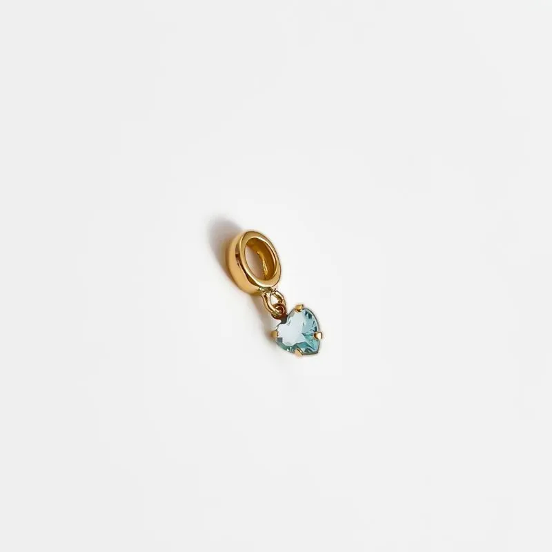 Berloque Coração cristal azul banhado a ouro 18k