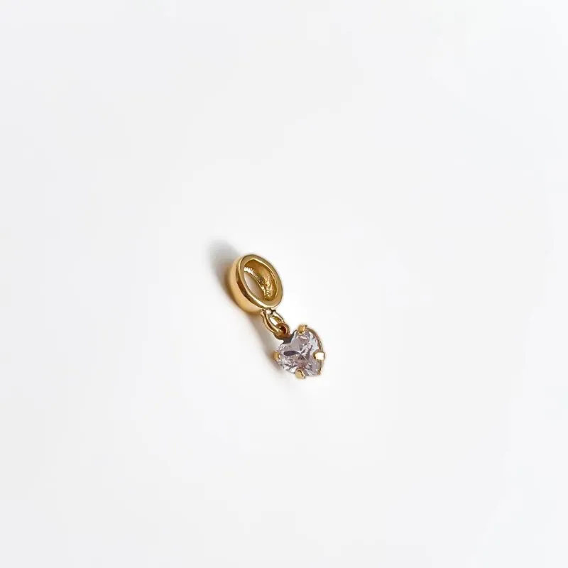 Berloque Coração cristal banhado a ouro 18k
