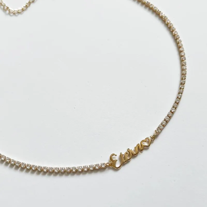 Colar choker riviera eterno banhado a ouro 18k 42 cm Ajustável