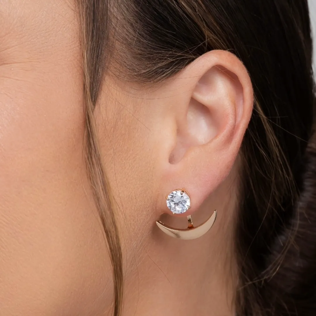 Brinco âncora com cristal banhado a ouro 18k