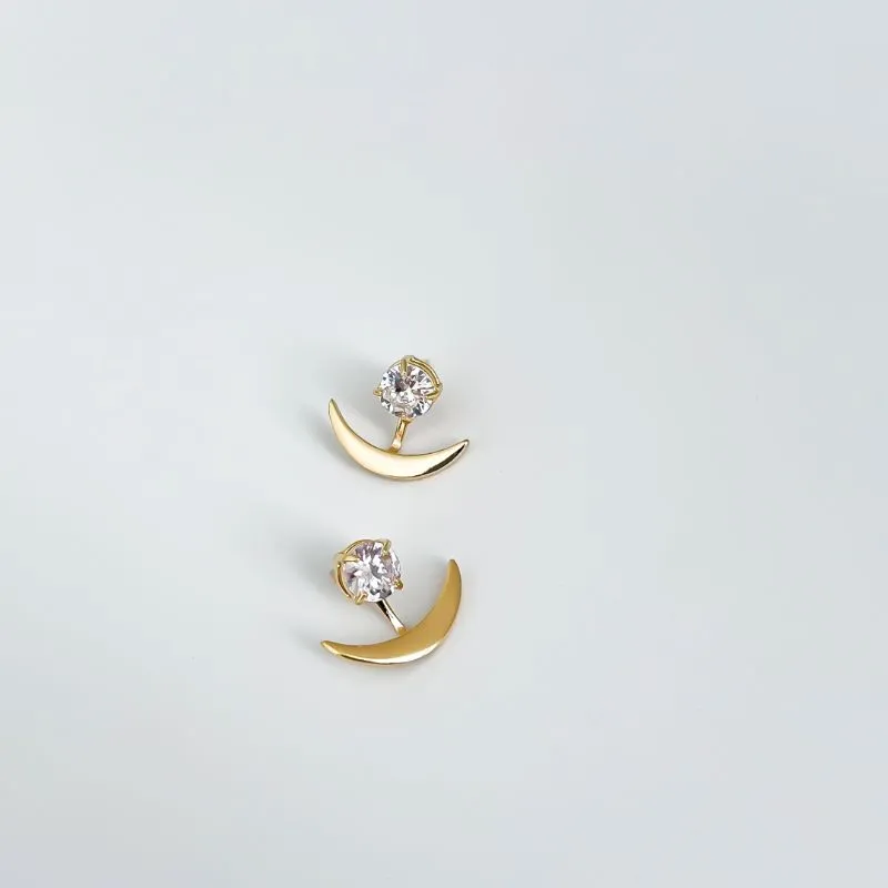 Brinco âncora com cristal banhado a ouro 18k
