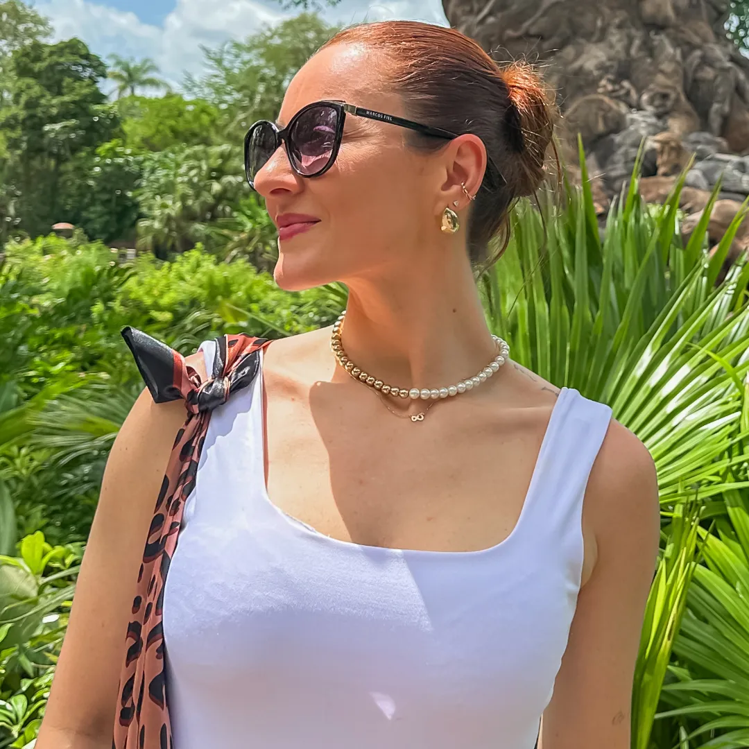 Colar Pérola com esferas dourada banhado a ouro 18k 45cm Ajustável