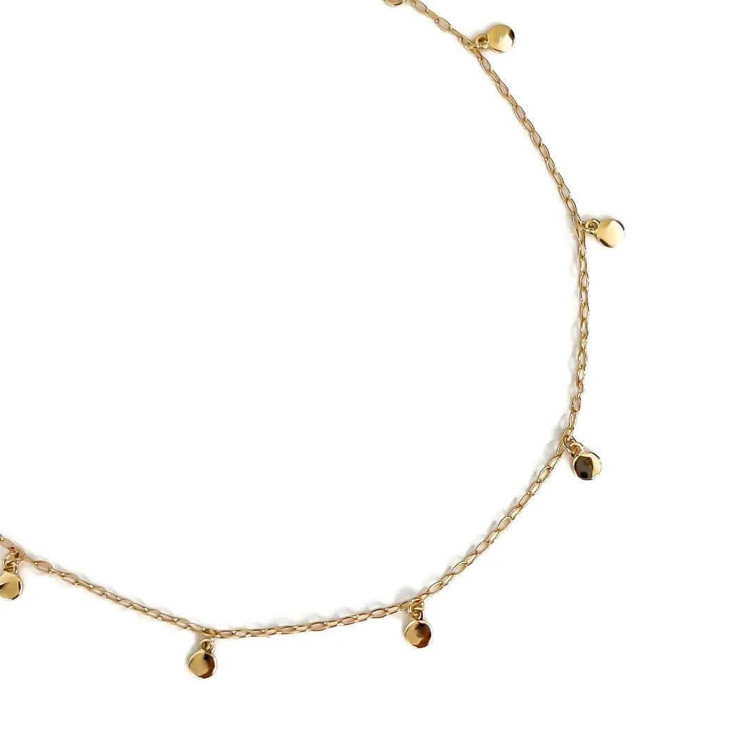 TORNOZELEIRA PENDURICALHO CHAPA LISA BANHADO A OURO 18K