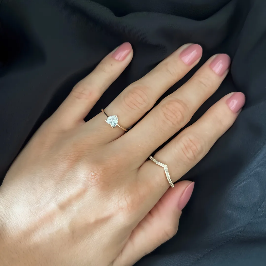 Anel coração de cristal banhado a ouro 18K