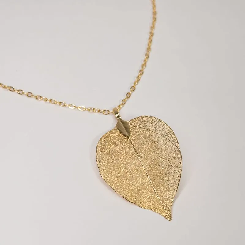 Colar folha original banhado a ouro 18k ajustável 50cm