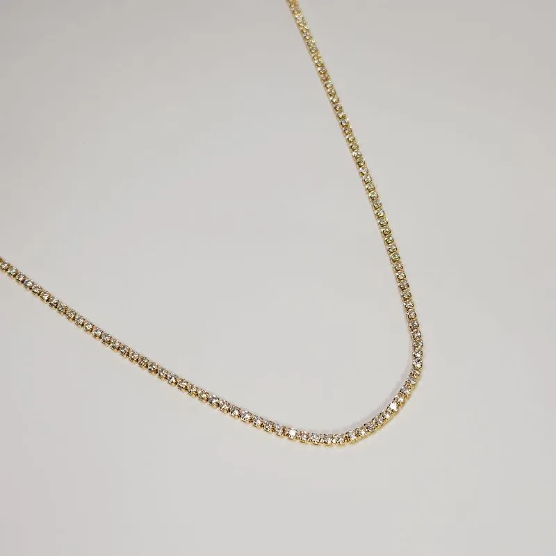 Colar riviera cristal banhado a ouro 18k ajustável 50cm