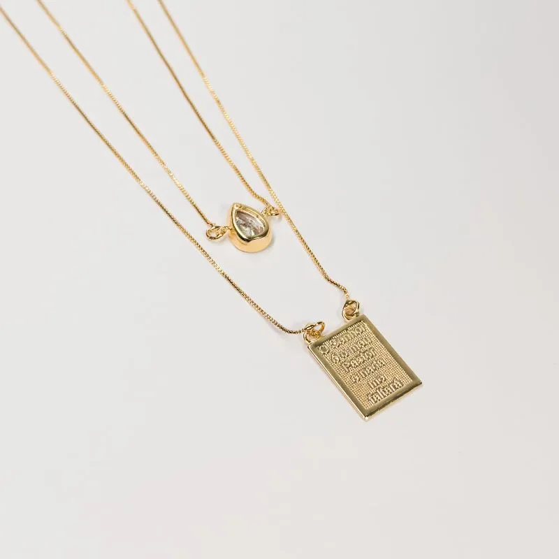 Escapulário o senhor é meu pastor e nada me faltará com gota cristal banhado a ouro 18k 60cm