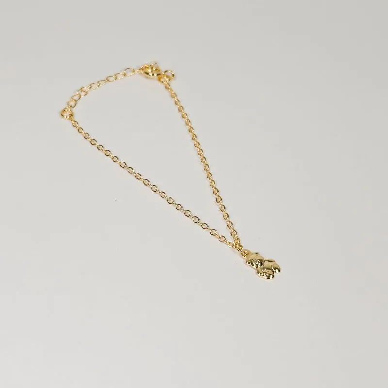 Pulseira infantil ursinho banhado a ouro 18k ajustável