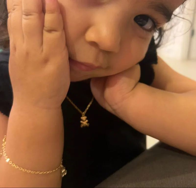 Pulseira infantil ursinho banhado a ouro 18k ajustável