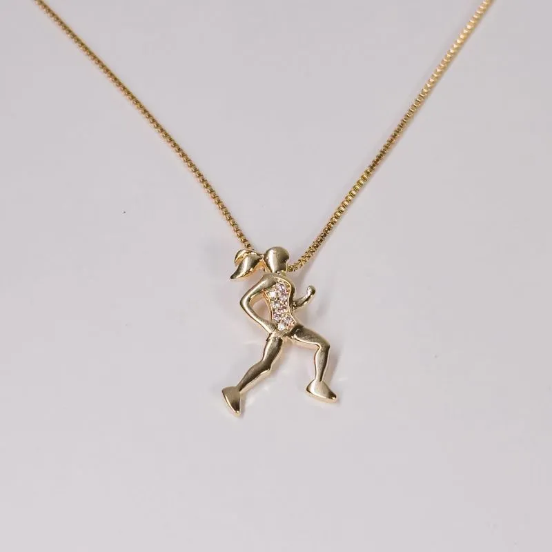 Colar Corredora cravejado em zircônias banhado a ouro 18k 50cm