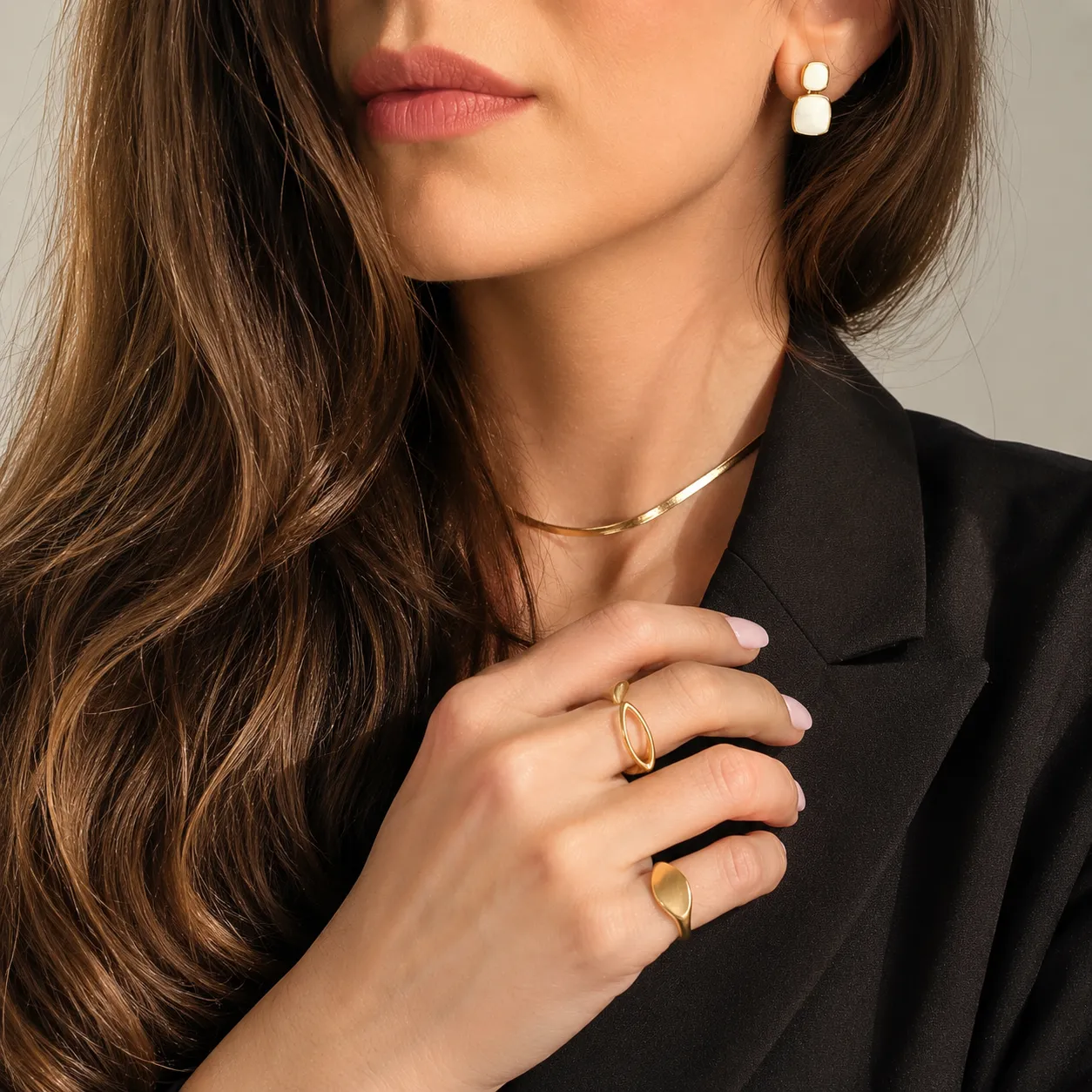 Anel Arco Dourado banhado a ouro 18k Ajustável