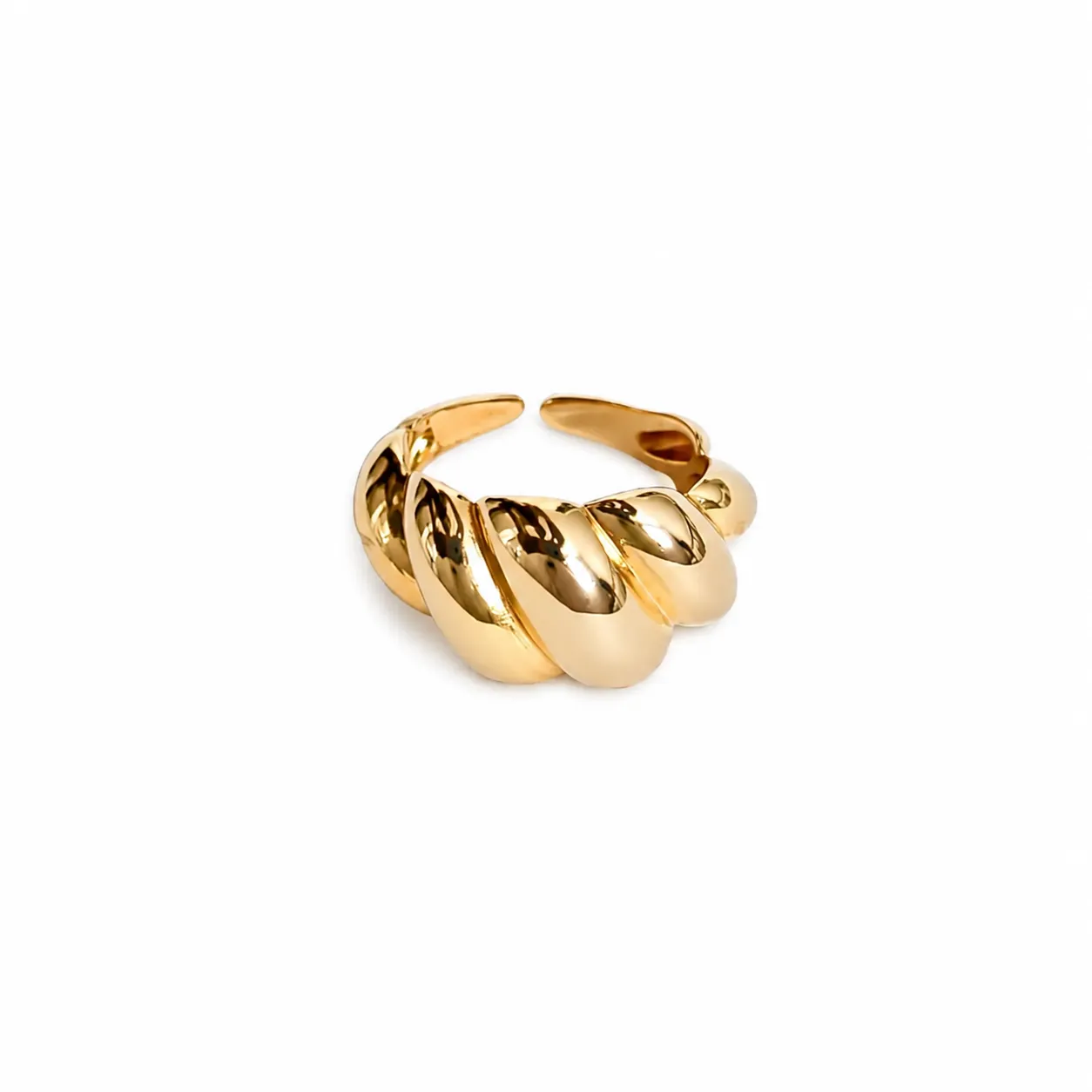 ANEL DESIGN CROISSANT BANHADO A OURO 18K AJUSTÁVEL