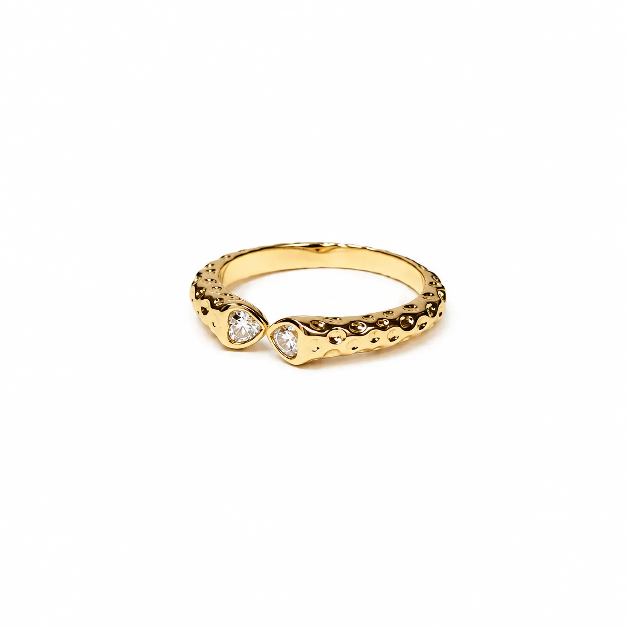 Anel orgânico com detalhe de cristal na ponta banhado a ouro 18k ajustável