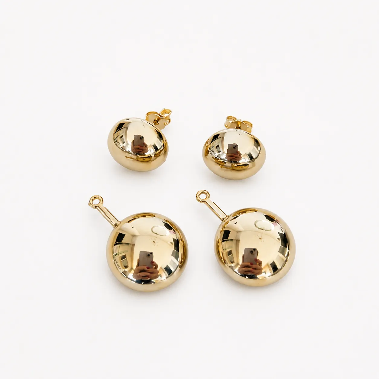 Brinco  liso 2 em 1 banhado a ouro 18k 