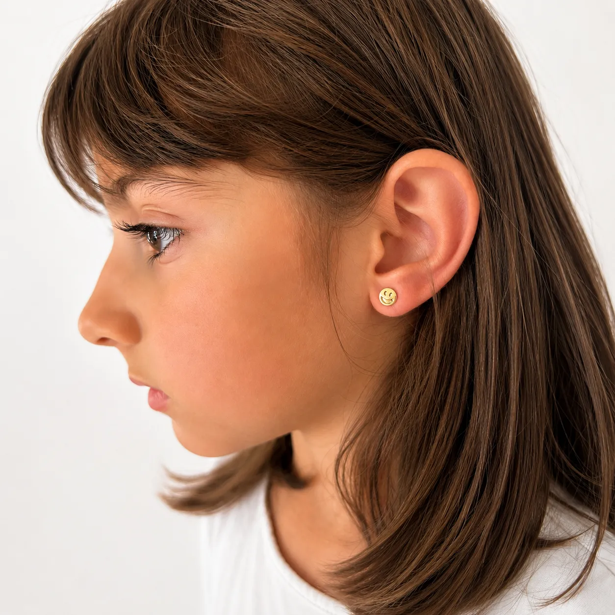 Brinco infantil emoji banhado a ouro 18k