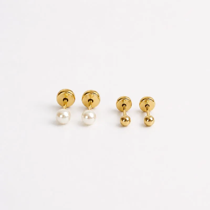 Brinco kit com 2 para bebê com tarraxa baby banhado a ouro 18k