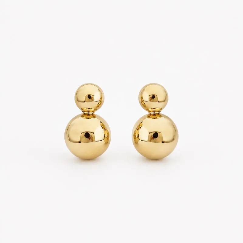 Brinco  liso 2 em 1 banhado a ouro 18k 